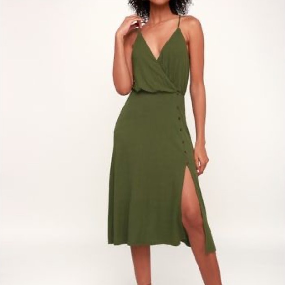 Lulus Dresses & Skirts - Lulu’s x Lush Palm Tree Breeze Olive Green Midi